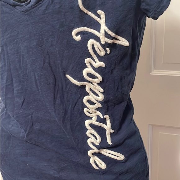 🫦🫦🫦3 for 12$🫦🫦🫦Aeropostale Women's Navy Blue V-Neck Top - Picture 3 of 6